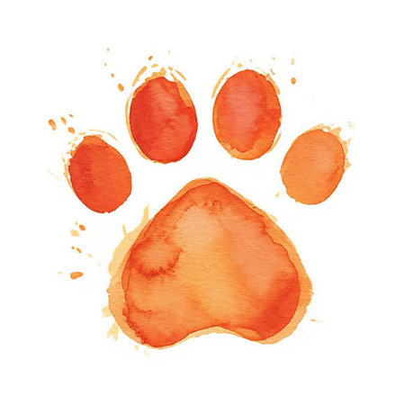 Watercolor cat's paw print Colorful Ñat, dog, animal footprint Single element for design