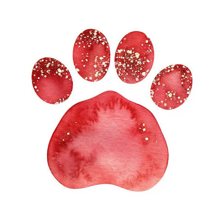 Watercolor cat's paw print Colorful Ñat, dog, animal footprint Single element for design
