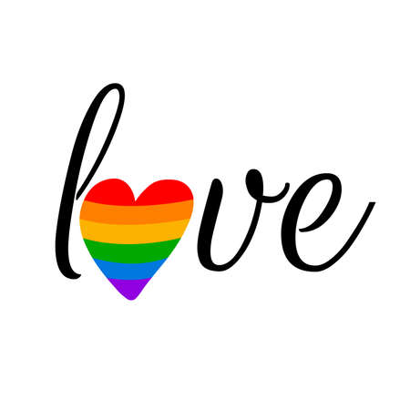 Vector love sign with lgbt rainbow heart  illustrationのイラスト素材