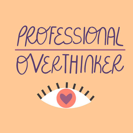 Professional overthinker vector illustration with eye in loveのイラスト素材