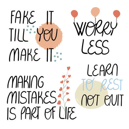 Set of vector motivational lettering clip art phrases and sayingsのイラスト素材