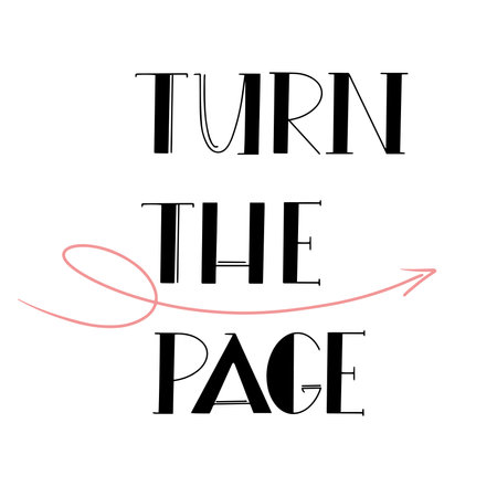 Turn the page hand drawn quote with red arrow, motivational messageのイラスト素材