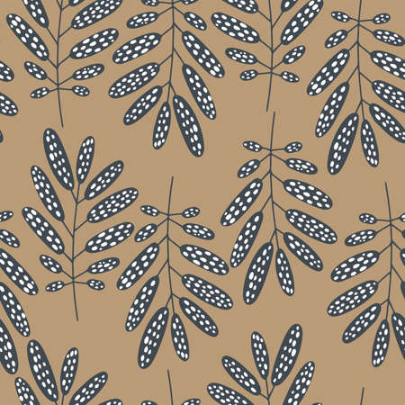 Hand drawn vector seamless pattern with Nordic plants in minimalistic Scandinavian styleのイラスト素材