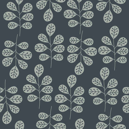 Hand drawn vector seamless pattern with cute branches in Scandinavian styleのイラスト素材