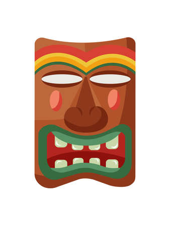 Smiling totem Maya mask. Isolated vector illustrationのイラスト素材
