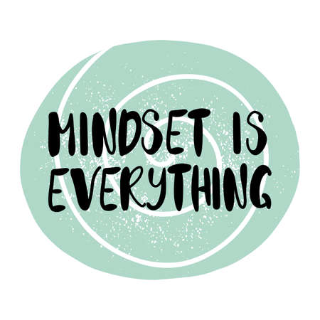 Motivational funky hand written quote Mindset is everything. Doodle style lettering, black inspirational text designのイラスト素材