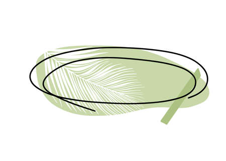 Hand drawn abstract organic empty frame with space for text, modern vector illustration with palm leafのイラスト素材