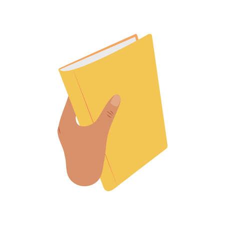 Hand drawn hand holding a book, for reading or education purpose, isolated vector illustrationのイラスト素材