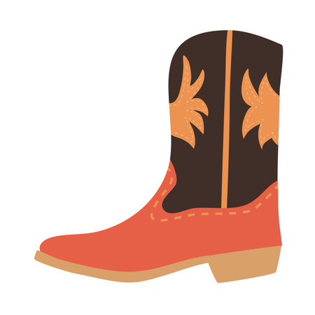 Hand drawn classical cowboy boot, isolated vector illustration in flat styleのイラスト素材