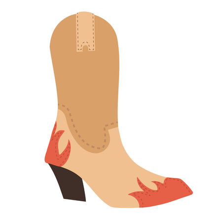 Hand drawn ladies cowboy boot, isolated vector illustration in flat styleのイラスト素材