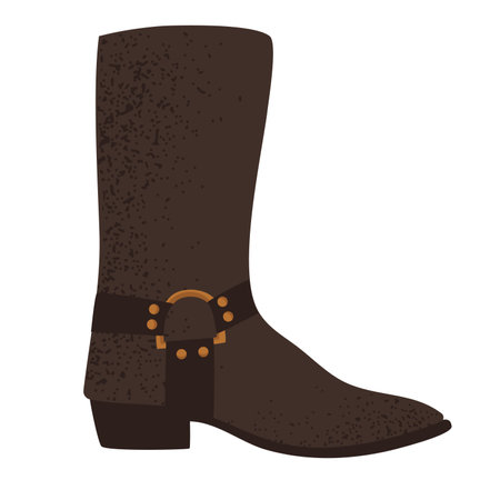 Hand drawn classical cowboy boot, isolated vector illustration in flat styleのイラスト素材