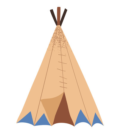 Native American house wigwam, isolated on white vector illustration in flat styleのイラスト素材