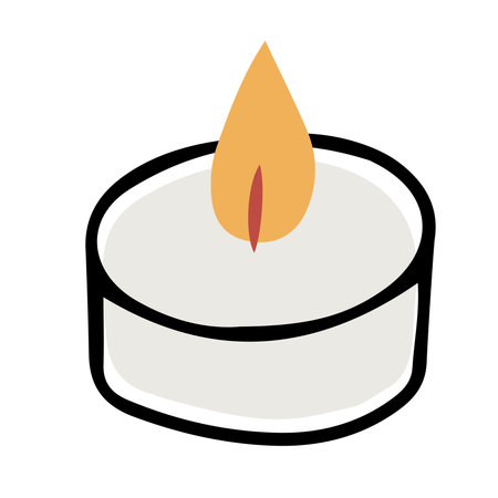Simple and cute hand drawn tea candle, isolated vector illustrationのイラスト素材