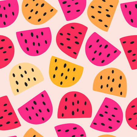 Hand drawn seamless vector pattern with colorful abstract summer berriesのイラスト素材