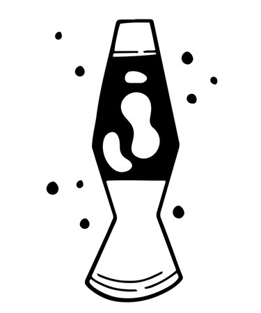 Hand drawn classical lava lamp in line design, hippie vibes concept. Isolated vector illustrationのイラスト素材