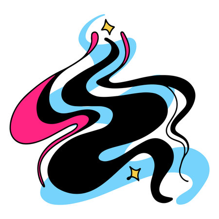 Colorful abstract doodle in old-school cartoon style, isolated psychedelic vector illustrationのイラスト素材