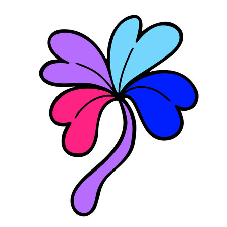 Colorful neon trippy four leaf clover, isolated vector illustrationのイラスト素材