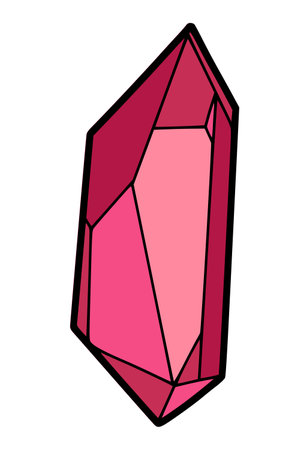 Hand drawn pink jewel or occult crystal, isolated vector illustration on a white backgroundのイラスト素材