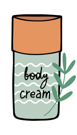 Cute body cream tube or bottle with outline design, isolated vector illustration on white backgroundのイラスト素材