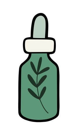 Hand drawn beauty serum treatment, isolated vector illustration in outline designのイラスト素材