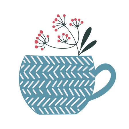 Cute cup with herbal tea. Isolated vector illustration in flat designのイラスト素材