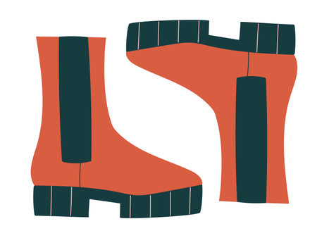 Classic autumn or winter high ankle  leather shoes. Hand drawn isolated vector illustration in flat styleのイラスト素材