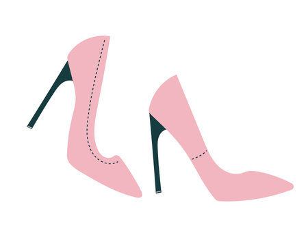 Women's high high heel shoes. Isolated vector illustration in flat designのイラスト素材