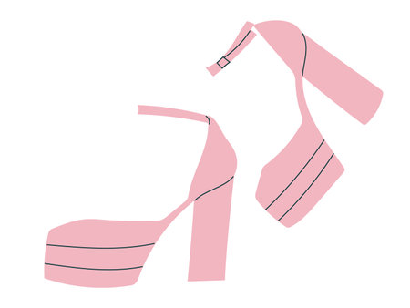 Women's high heel pink sandals. Isolated vector illustration in flat designのイラスト素材