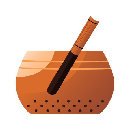 Tibetan singing bowl for promoting relaxation and healing properties with sound vibrations. Isolated vector illustrationのイラスト素材