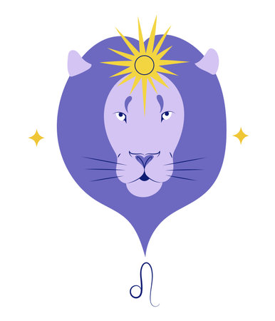 Leo or lion, fifth zodiac sign in Astrology. Isolated vector illustration in flat designのイラスト素材