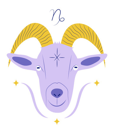 Capricorn, tenth zodiac sign in Astrology. Isolated vector illustration in flat designのイラスト素材