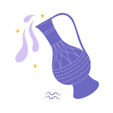 Aquarius, eleventh zodiac sign in Astrology. Isolated vector illustration in flat designのイラスト素材
