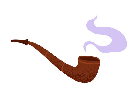 Hand drawn old fashioned wooden smoking pipe, isolated vector illustrationのイラスト素材