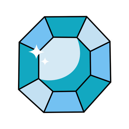 Hand drawn blue topaz gem in simple flat design with black editable stroke contour. Isolated vector illustrationのイラスト素材