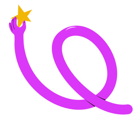 Long squiggly hand giving star, approving, ranking or rating something. Greeting or celebrating. Hand drawn isolated vector illustrationのイラスト素材