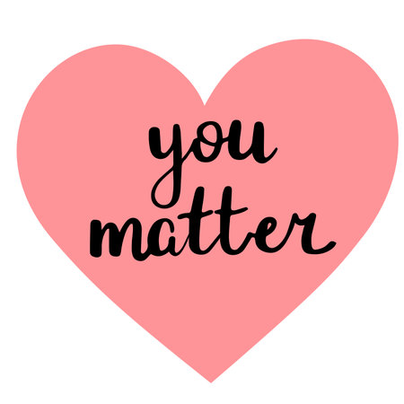 Self appreciation calligraphy phrase  you matter in a heart shape. Hand drawn vector illustration, isolated on whiteのイラスト素材