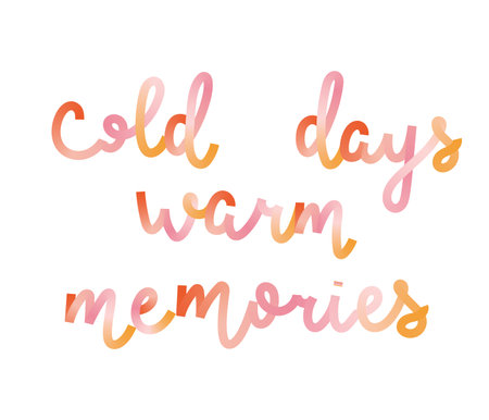 Hand drawn calligraphic phrase, winter and cold season words. Isolated vector illustration.のイラスト素材