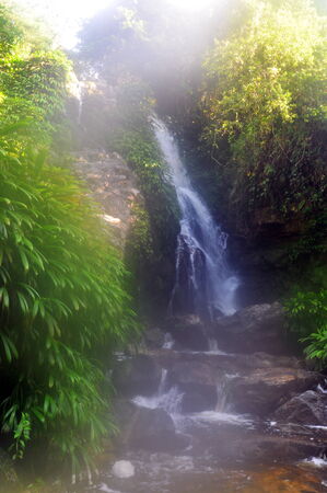Waterfall in the morning mistの写真素材