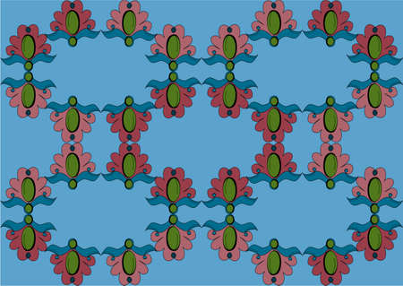 seamless pattern with red and pink flowersのイラスト素材