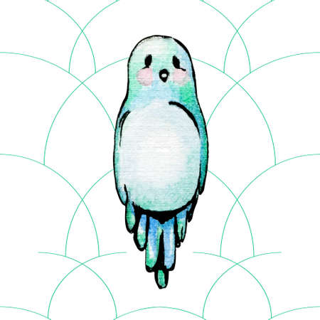 Blue watercolor bird