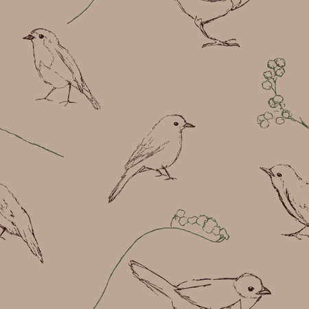 Seamless pattern with birds silhouetteのイラスト素材