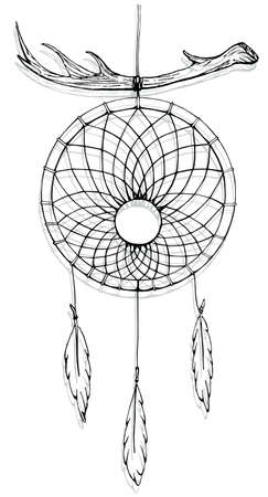Indian dream catcher. American indians. Ethnic sketch style illustrationのイラスト素材