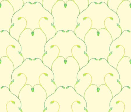 Watercolor green branches seamless backgroundのイラスト素材