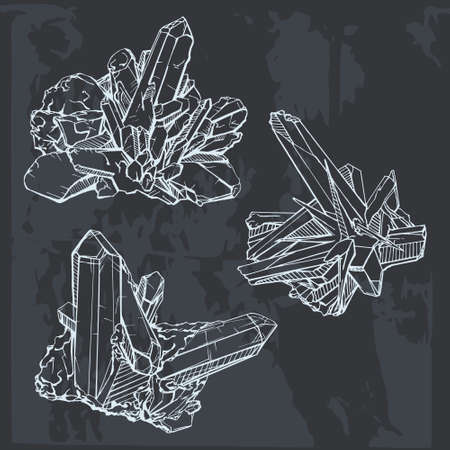 Hand drawing crystal gems. Geometric gemstoneのイラスト素材