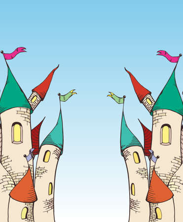 Two cartoom castle scetchのイラスト素材