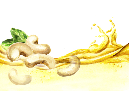 Cashew oil wave, watercolorの写真素材
