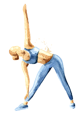 Fit girl doing Stretching workout. Concept fitness sport.の写真素材