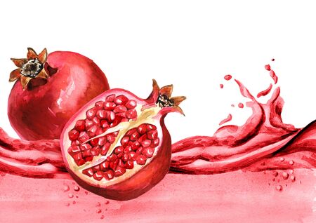 Fresh pomegranate on a wave of juiceの写真素材