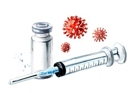 Vaccine and syringe injection set. Prevention, immunization and treatment from coronavirus infection.の写真素材