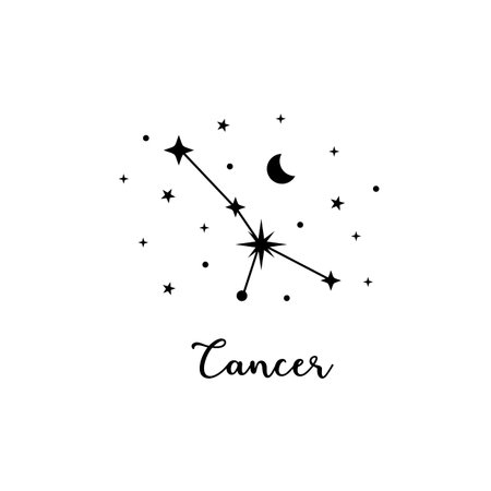 Cancer zodiac sign with moon and starsのイラスト素材